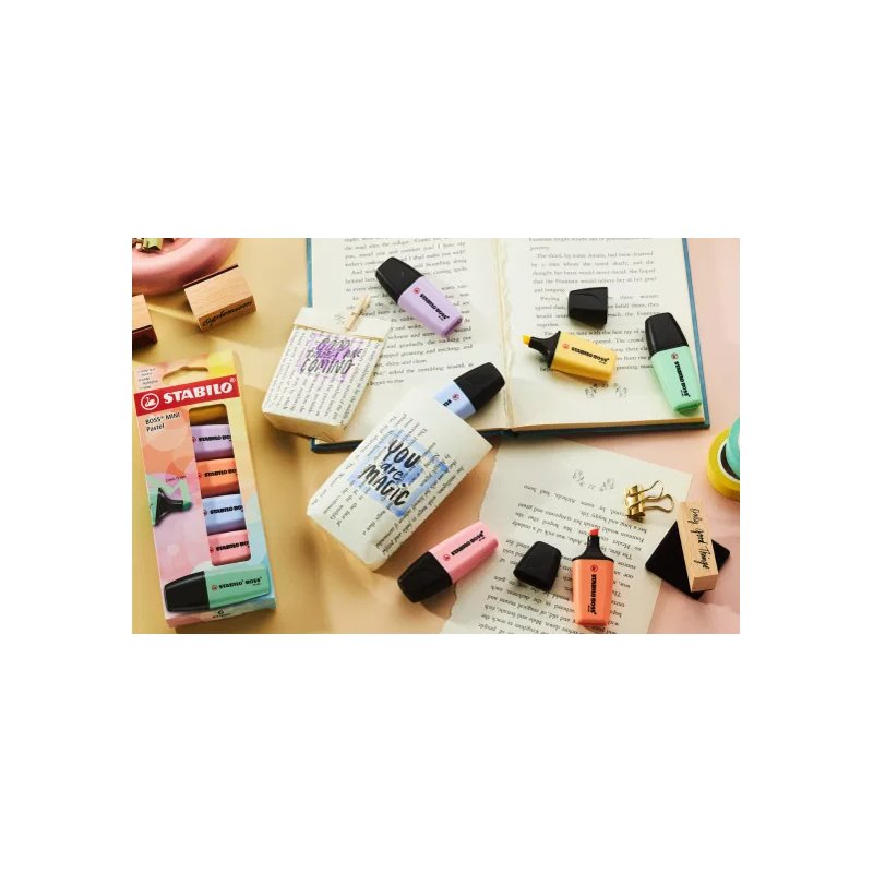 STABILO BOSS MINI Pastel highlighters, wallet, 6 pieces